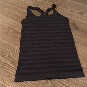 Gray striped racerback with built in bra